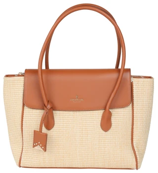 Thumbnail 1: London Fog Julia Top Handle Straw Bag W/ Crossbody Strap 