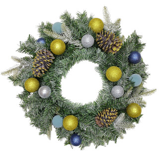 Thumbnail 1: Magical Season 24" Snowy Mixed Pine & Pinecone Wreath 
