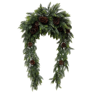 Thumbnail 1: Magical Season 36" Half Moon Real Touch Pinecone Arrangement 