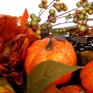 Thumbnail 3: Supreme Silk 28 in Harvest Pumpkin Floral Teardrop Broom 