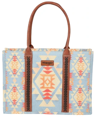 Thumbnail 1: Wrangler Blue Aztec Wide Tote Bag 