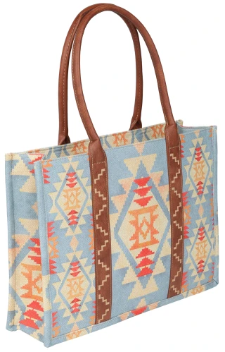 Thumbnail 3: Wrangler Blue Aztec Wide Tote Bag 