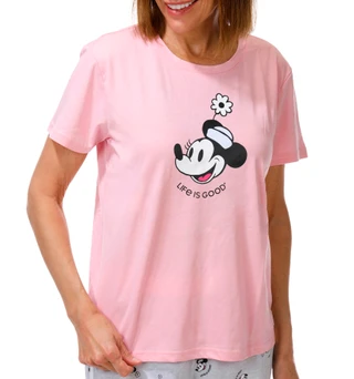 Thumbnail 4: Life is Good Women's 2 Pc Short Sleeve Minnie Mouse Print Pajama Set 