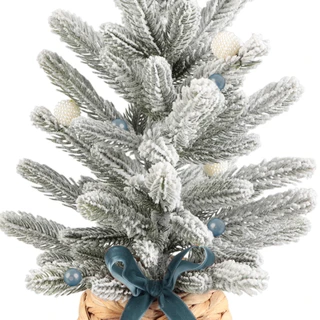 Thumbnail 2: FLORA BUNDA 18.75" Snowy Christmas Tree with Pearl Berries 