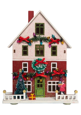 Thumbnail 3: Magical Season 8" LED Red Christmas House 