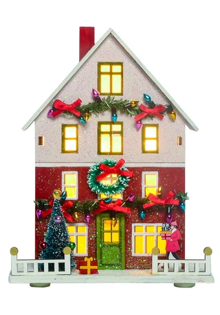 Thumbnail 1: Magical Season 8" LED Red Christmas House 