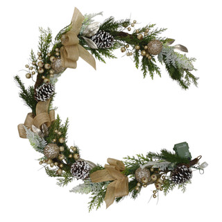 Thumbnail 2: Magical Season 6 ft Lighted Christmas Ball, Berry & Cedar Garland 