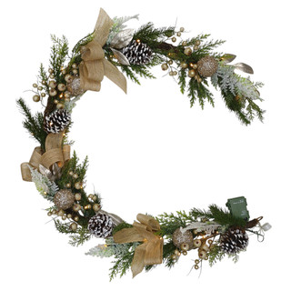 Thumbnail 1: Magical Season 6 ft Lighted Christmas Ball, Berry & Cedar Garland 