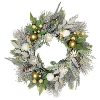 Thumbnail 1: Magical Season 24" Lighted Ornament & Pinecone Wreath 