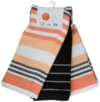 Thumbnail 2: Caro Home 3 Pk Stripe Kitchen Towels Set 