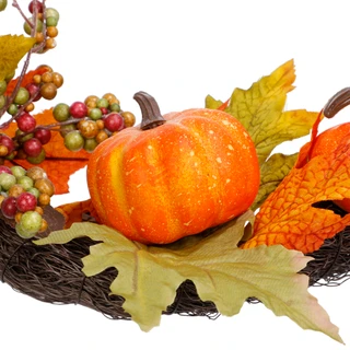 Thumbnail 2: Supreme Silk Harvest Pumpkin Floral Garland 