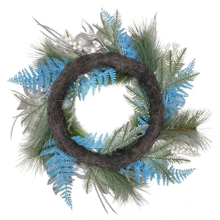 Thumbnail 3: Magical Season 24" Luxe Flocked Hydrangea & Starfish Wreath 