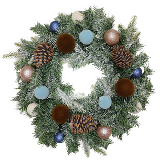 Thumbnail 2: Magical Season 24" Lighted Snowy Mixed Pine & Pinecone Wreath 