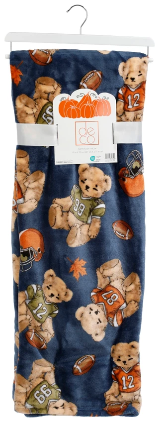 Thumbnail 1: deco 50x70 Touchdown Teddies Soft Plush Throw Blanket  