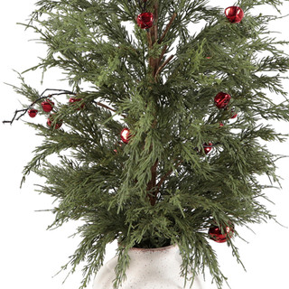 Thumbnail 2: FLORA BUNDA 31.5" Evergreen Christmas Tabletop Tree with Red Bells 