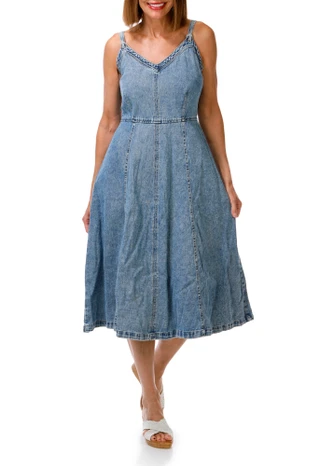 Thumbnail 1: Steve Madden Women's Sleeveless Midi Denim Dress 