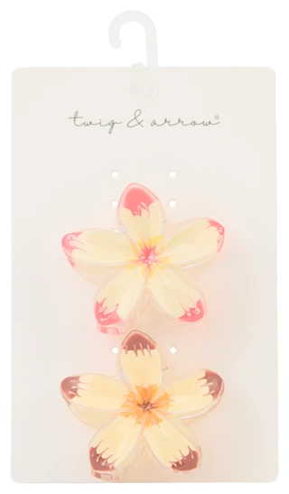 Thumbnail 1: TWIG & ARROW 2-Piece Hibiscus Hair Claw Clip Set 