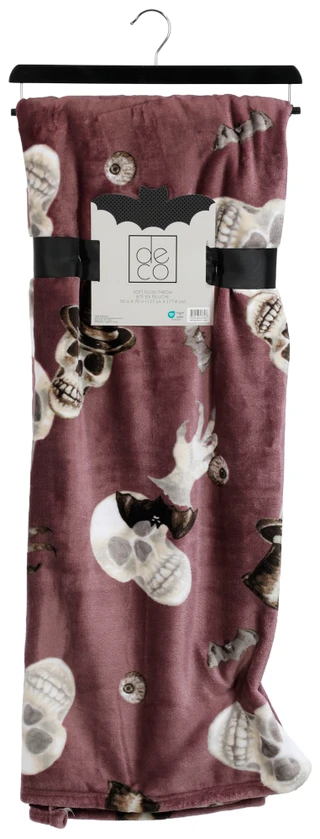 Thumbnail 1: deco 50x70 Spooky Moody Skull Soft Plush Throw Blanket 