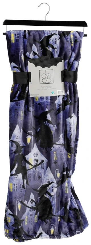 Thumbnail 1: deco 50x70 Spooky Twilight Witches Soft Plush Throw Blanket 