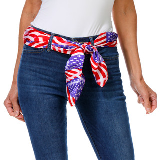 Thumbnail 3: Jessica McClintock Women's American Flag Matte Satin Scarf 