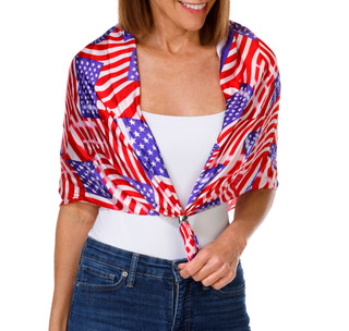 Thumbnail 1: Jessica McClintock Women's American Flag Matte Satin Scarf 