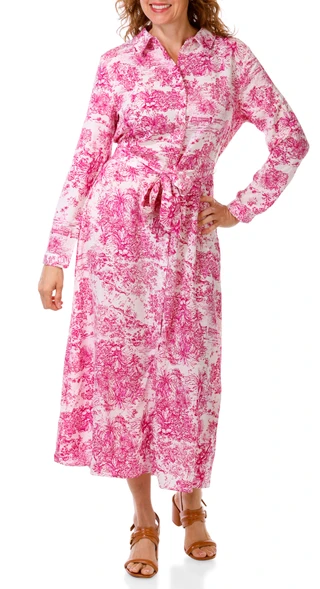 Thumbnail 1: HARLOW & ROSE Women's Long Sleeve Maxi Shirtdress 