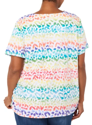 Thumbnail 3: Alfred Dunner Women's Plus Short Sleeve Embellished Knit Top 