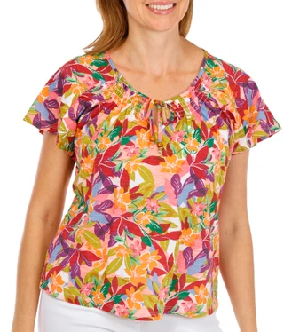 Thumbnail 1: Stella Parker Petite Smocked Neckline Top 