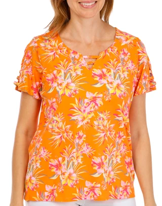Thumbnail 1: Stella Parker Women's Short Flutter Sleeve Top 
