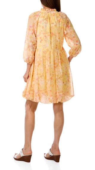Thumbnail 4: HARLOW & ROSE Women's 3Q Sleeve Notch Neck Bubble Hem Dress 