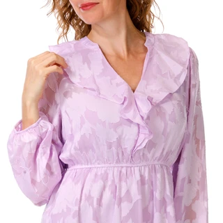 Thumbnail 2: HARLOW & ROSE Women's Long Sleeve Notch Crew Neck Midi Dress 