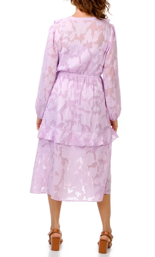 Thumbnail 3: HARLOW & ROSE Women's Long Sleeve Notch Crew Neck Midi Dress 