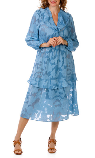 Thumbnail 1: HARLOW & ROSE Women's Long Sleeve Notch Crew Neck Midi Dress 
