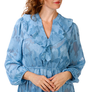 Thumbnail 2: HARLOW & ROSE Women's Long Sleeve Notch Crew Neck Midi Dress 