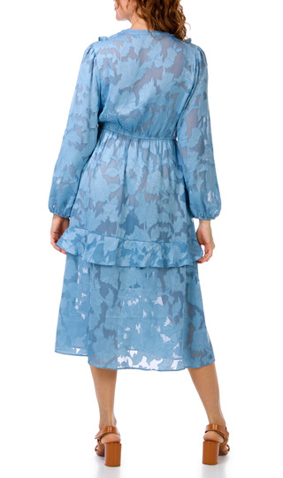 Thumbnail 3: HARLOW & ROSE Women's Long Sleeve Notch Crew Neck Midi Dress 