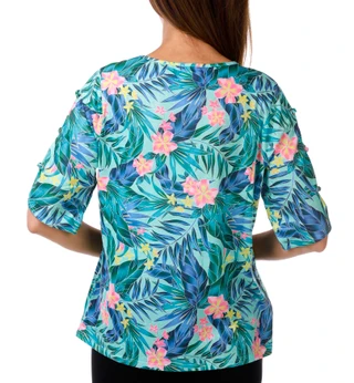 Thumbnail 3: Stella Parker Women's Short Sleeve Tropical Top 