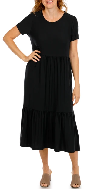 Thumbnail 1: Emily Daniels Women's Short Sleeve Crew Neck Jersey Maxi Dress 