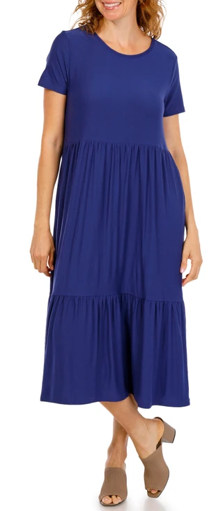Thumbnail 1: Emily Daniels Women's Short Sleeve Crew Neck Jersey Maxi Dress 