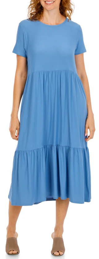 Thumbnail 1: Emily Daniels Women's Short Sleeve Crew Neck Jersey Maxi Dress 