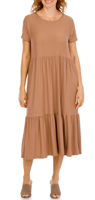 Thumbnail 1: Emily Daniels Women's Short Sleeve Crew Neck Jersey Maxi Dress 