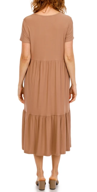 Thumbnail 2: Emily Daniels Women's Short Sleeve Crew Neck Jersey Maxi Dress 