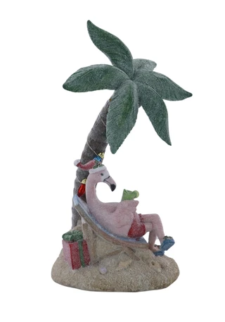 Thumbnail 2: Magical Season 12.2" LED Resin Flamingo & Palm Tree Figurine 