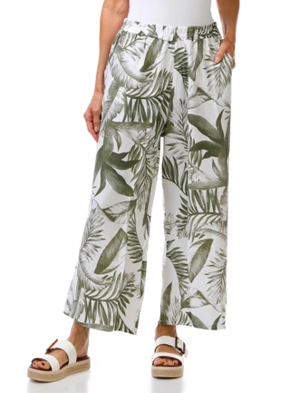 Thumbnail 1: Cristina Vergani Women's Printed Linen Capris  