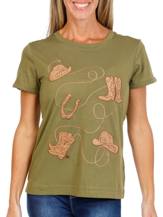 Thumbnail 1: Philosophy Women's Rodeo Applique Cuff Sleeve Tee 