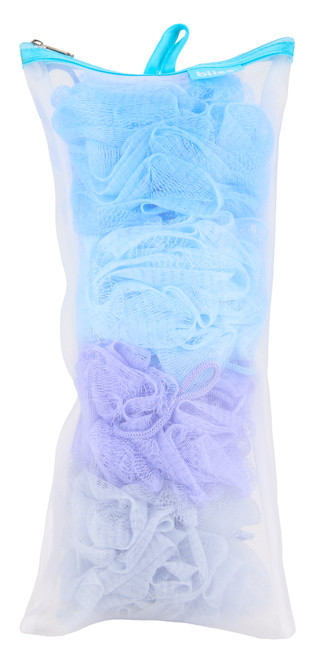 Thumbnail 1: Bliss 4 Pk Exfoliating Mesh Bath Sponges w/ Travel Bag 