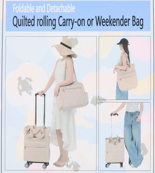 Thumbnail 3: Traveland Quilted Rolling Carry-On or Weekender Bag 