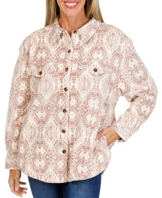 Thumbnail 1: Enlighten Women's Long Sleeve Button Down 4 Pocket Sherpa Shacket 