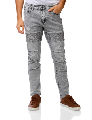 Thumbnail 1: F&R Men's Washed Skinny Jeans  