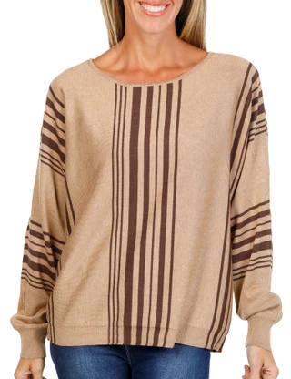 Thumbnail 1: ADRIENNE VITTADINI Women's Long Sleeve Crew Neck Striped Dolman Sweater 