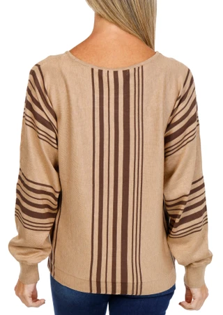Thumbnail 2: ADRIENNE VITTADINI Women's Long Sleeve Crew Neck Striped Dolman Sweater 